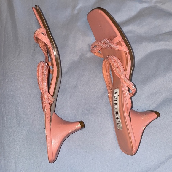 Mario boutique salmon peach kitten heels sequin 2000s Y2K prom homecoming beaded - Picture 5 of 5